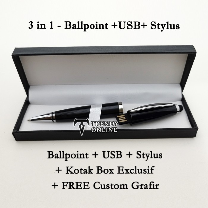 

3in1 Ballpoint USB Stylus dengan Box Exclusif, 3in1 Bolpoin FREE NAMA