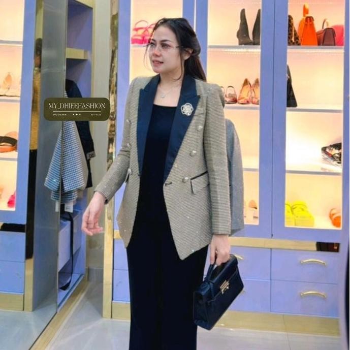 Murah B181-Mydhieefashion7 Blazer Kotak Kancing Besar Banyak