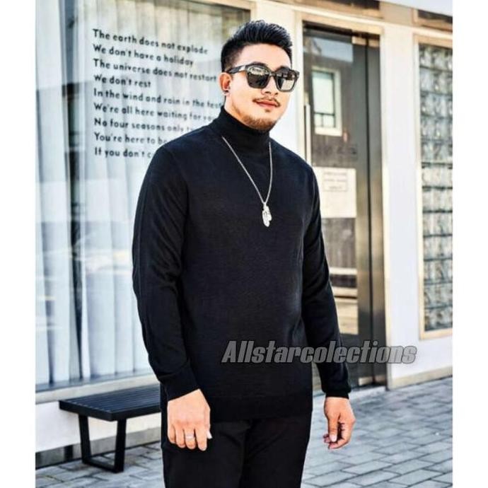 Grosir Turtleneck Pria Jumbo Xxl Baju Leher Tinggi Turtle Neck Korean Style Baju Polos Kerah Tinggi
