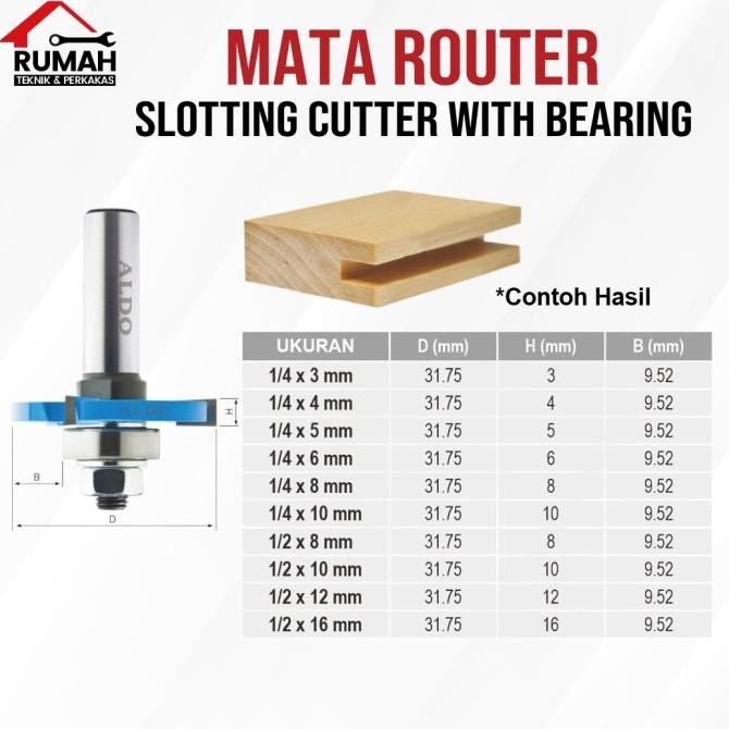 

SIAP KIRIM MATA ROUTER SLOTTING CUTTER WITH BEARING / MATA PROFIL TRIMER KAYU 1/4" & 1/2