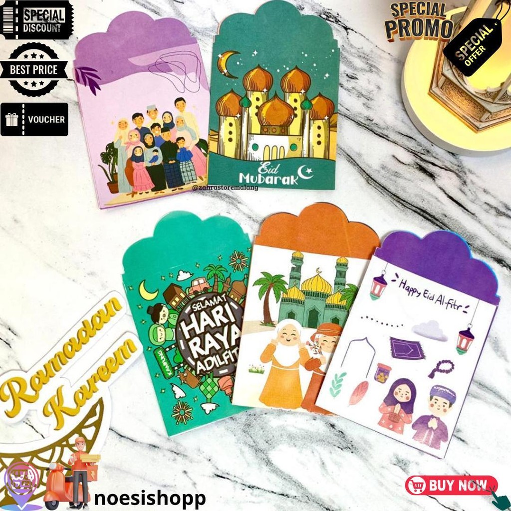 

10 Pcs Amplop Lebaran 2025 Medium Muslim D Cod