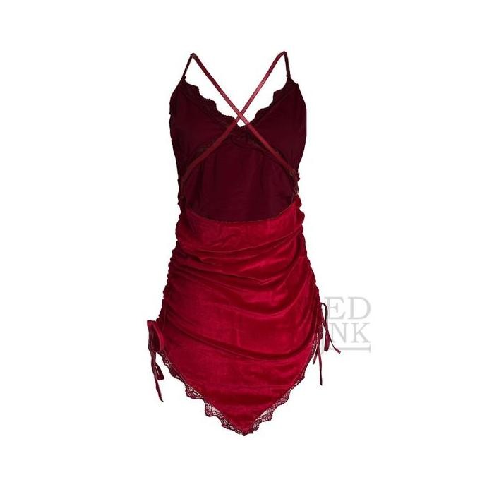 

[ Redpink ] Night Dress Mewah Casual Looks Elegant Lingerie Party Priemium Front V Renda Sweet Back Strap Cross Silang For Adjustmen Free G-Stirng Colour Variant Cantik Comfortable Velvet Bludru Premium Import Quality Velvet Original