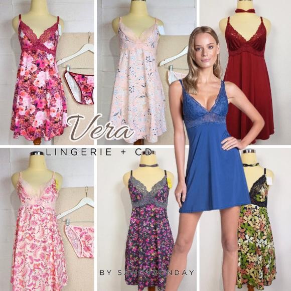 

Baju Tidur Lingerie Renda Satin Silk + Gstring Transparan Vera Original