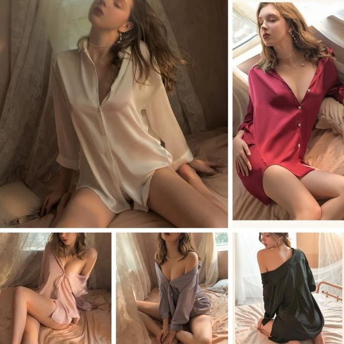 

Lingerie Kemeja Sexy Baju Tidur Wanita Big Size Daster Piyama A5550 Original