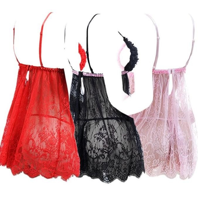 

L0758 Lingerie Baju Tidur Haram Babydoll Mini Dress Lace Sexy Seksi Original