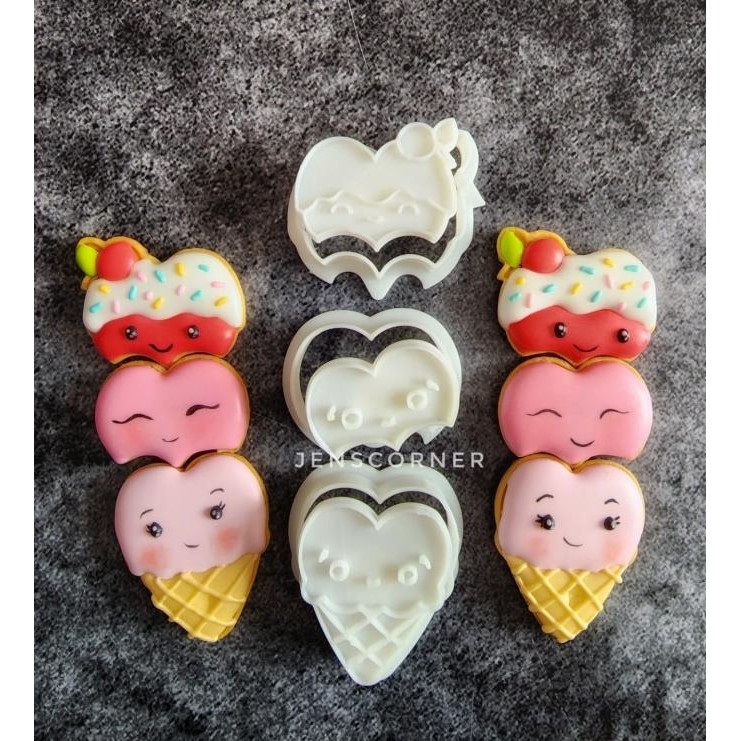 

SIAP KIRIM CETAKAN KUKIS / COOKIES CUTTER VALENTINE ICE CREAM