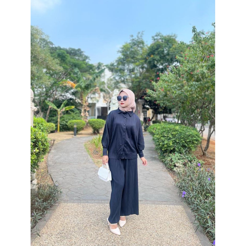 Promo Kalola 173 Atasan Wanita Semi Plisket Lengan Batwing Premium Import Atasan Tunik Wanita