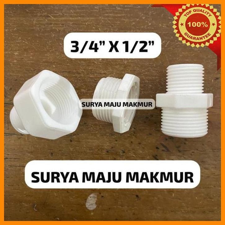 [SMM] SOK KRAN 3/4" X 1/2" PVC DOUBLE NEPEL 3/4" X 1/2" PVC DRAT LUAR DALAM