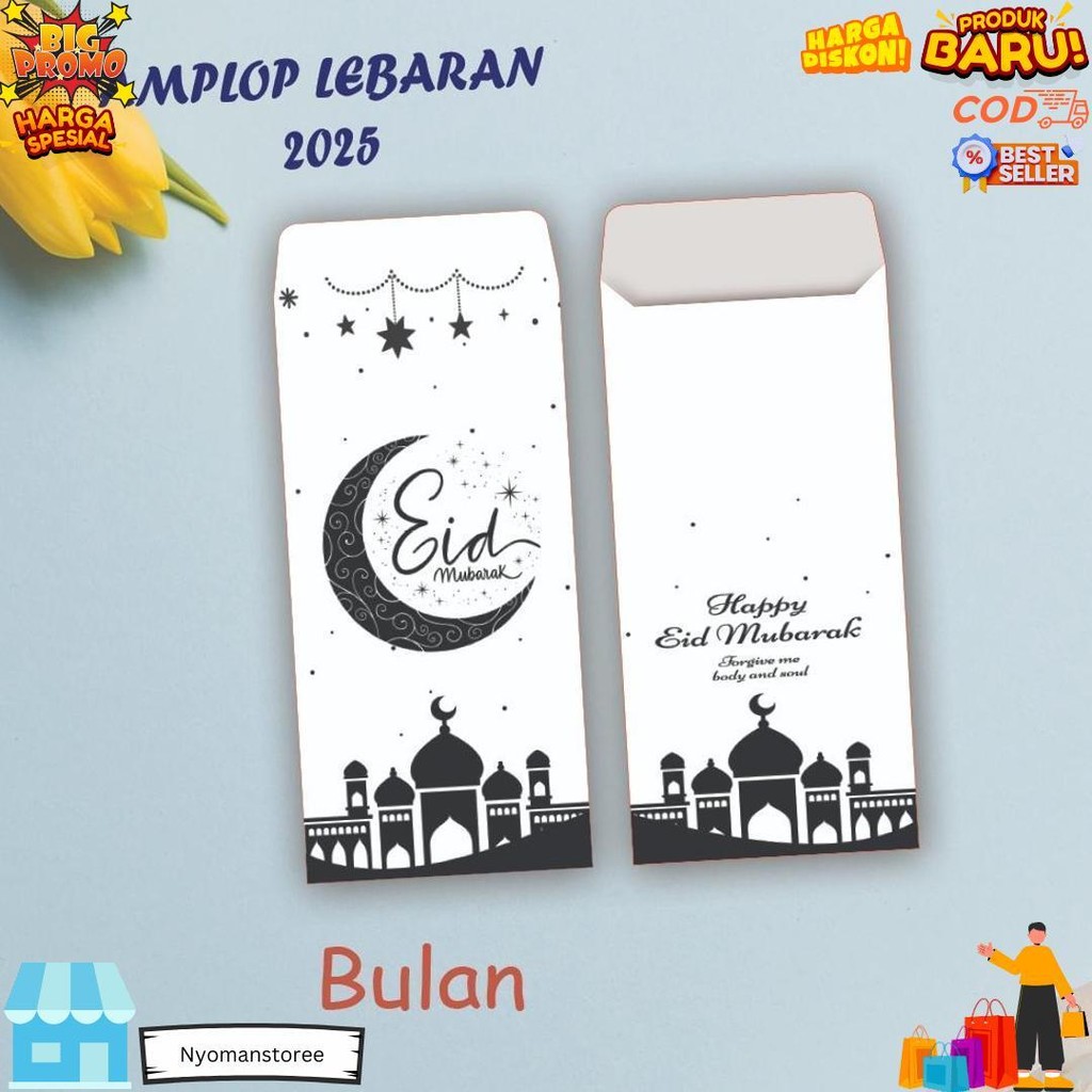 

( 10 Pcs ) Amplop Lebaran/Amplop Angpao Lebaran Murah Eid Mubarak Idul Fitri D Gratis Ongkir