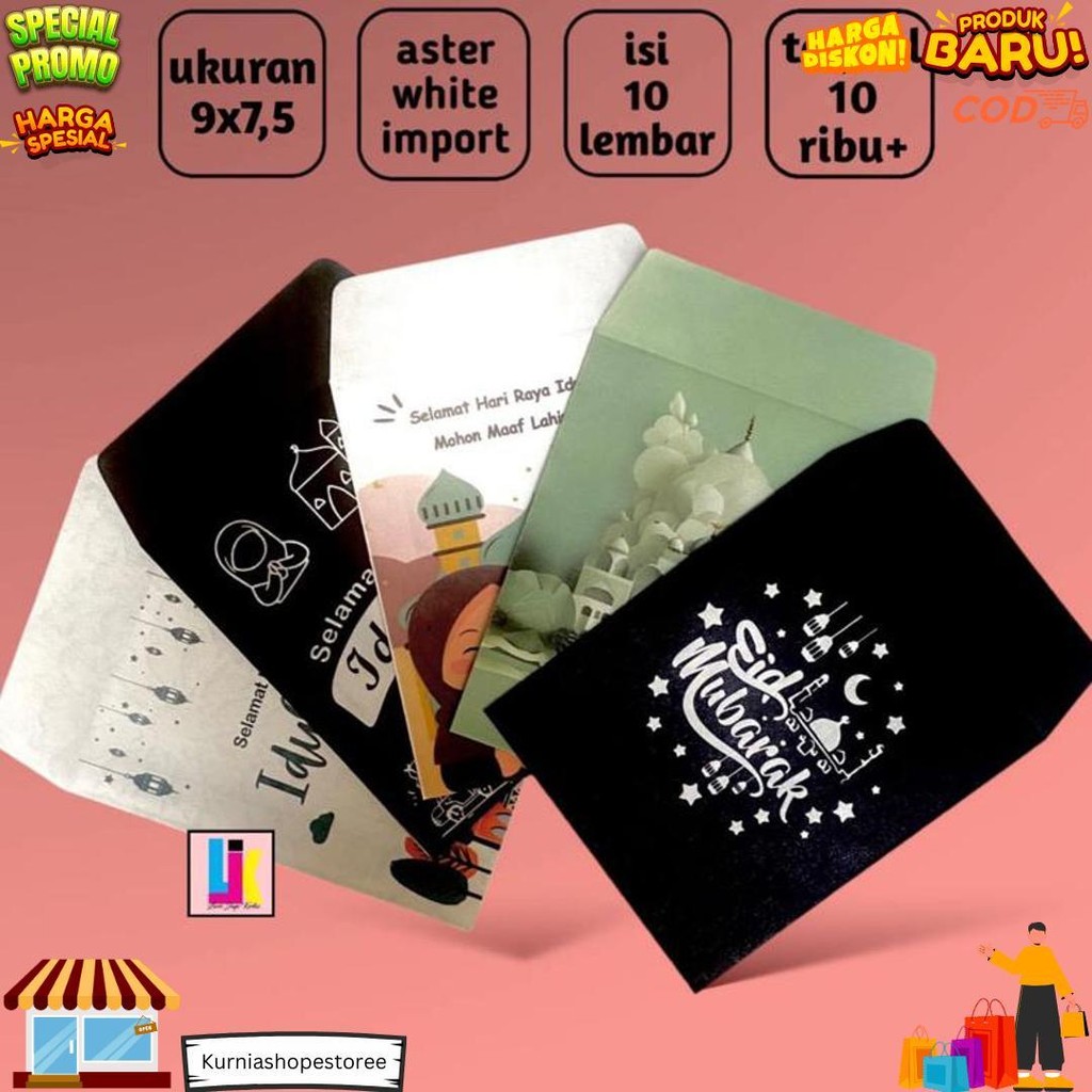 

( Isi 10 ) Amplop Lebaran Idul Fitri 1 Pack Isi 10 Lembar / Amplop Lebaran Murah Kecil D Cod