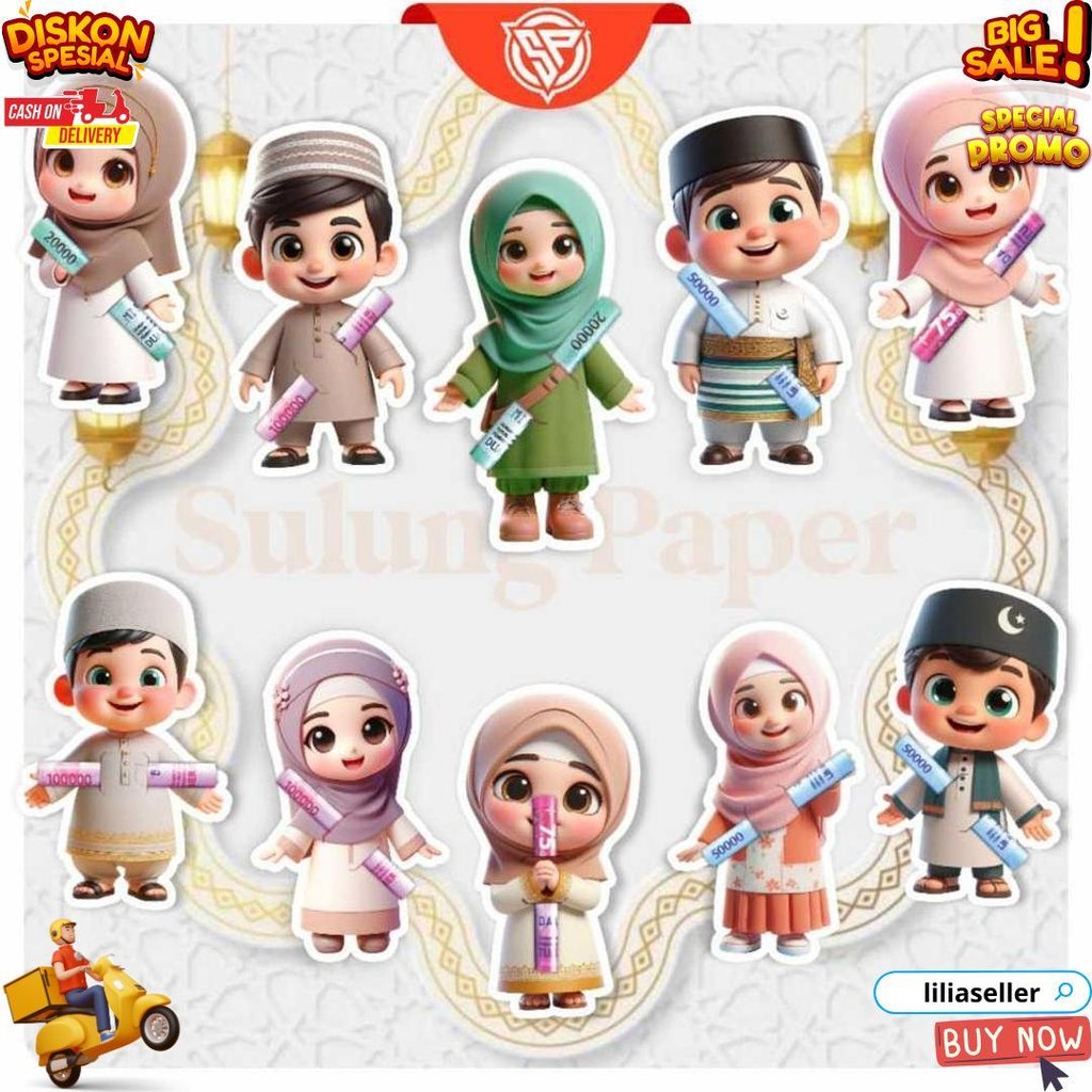 

5 Pack Amplop Lebaran 2025 Isi 50 Pcs Amplop Karakter Lucu Amplop Angpao Idul Fitri Lucu D Best Seller