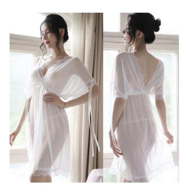 

[Goodkitty] L46 Lingerie Baju Tidur Wanita Seksi Lace Gstring Piyama V-Neck 0046 Original