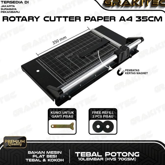 

SIAP KIRIM ROTARY PAPER CUTTER TRIMMER A4 / 35 CM - ALAT POTONG / PEMOTONG KERTAS HVS, KERTAS FOTO PHOTO GLOSSY, STICKER