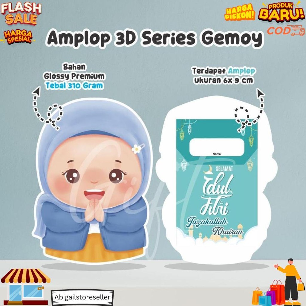 

Amplop Lebaran Idul Fitri Karakter 3D Lucu Gemoy 9 Pcs D Promo 3.3