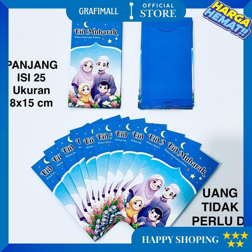 

Amplop Lebaran Panjang +- 25 Lembar Uang Tidak Perlu Lipat - Angpao Idul Fitri D Promo 3.3