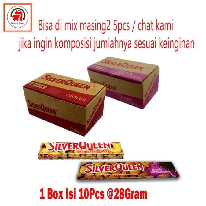 

Sale Silverqueen Almonds Cashews Milk Chocolate 1 Box Isi 10Pcs 280Gram