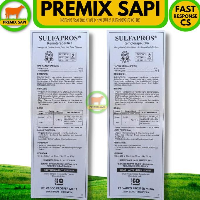 SULFAPROS SERBUK 100 GRAM Obat Unggas Ayam & Babi Like Colibact Serbuk