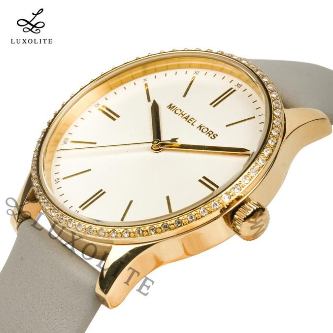 Promo Jam Tangan Wanita Michael Kors Bailey Grey Leather Strap Mk2903