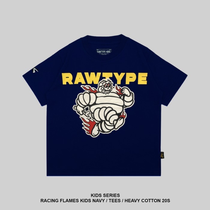 RAWTYPE RIOT Racing Flames Kids Tees - Navy