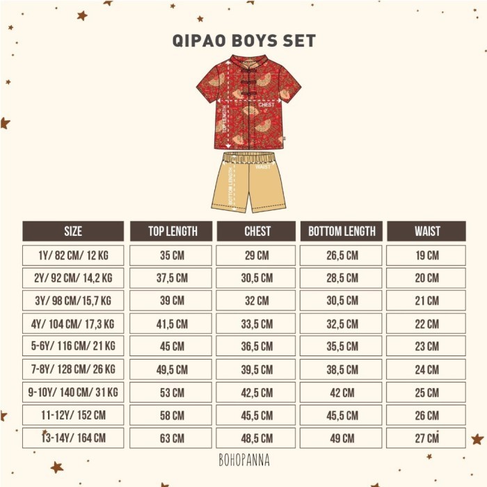 BOHOPANNA - QIPAO BOYS SET - Setelan Baju Imlek Anak Laki-Laki - Baju Imlek