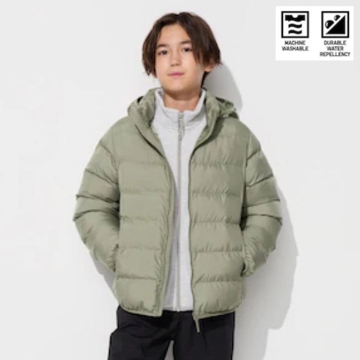 UNIQLO Girls Jaket Winter Anak Perempuan Parka Light Warm Padded Green