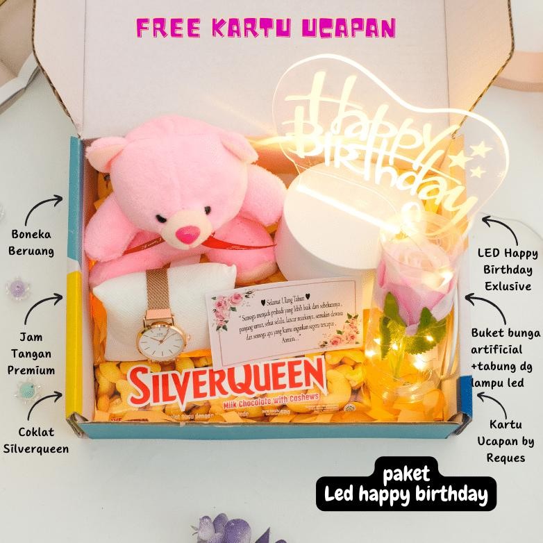 

TERLARIS Kado Ulang Tahun Cewek Hampers Led Lampu Hadiah Pacar Ultah Kado Anniversary Valentine Birthday Hempers Aesthetic Estetik Wanita Sahabat Pasangan Paket Lucu Kekinian Ucapan Gift Box Boneka Coklat Buket Bunga Jam Tangan Buat Bestie Murah Snack