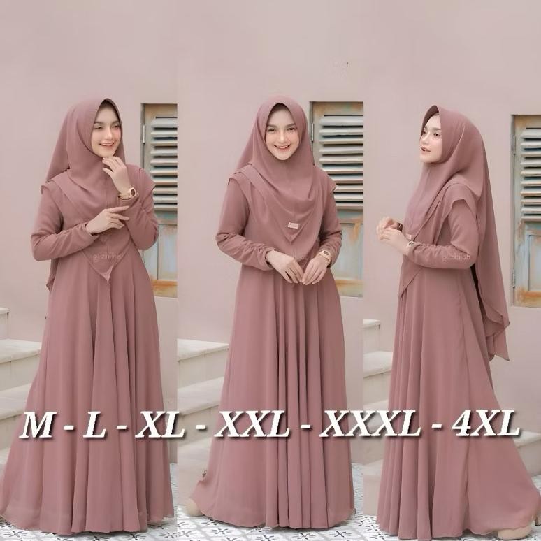 SALE MAYRA SYARI UKURAN M L XL XXL XXXL 4XL GAMIS PLUS JILBAB 2 LAYER POLOS BUSUI MURAH TERBARU PEST
