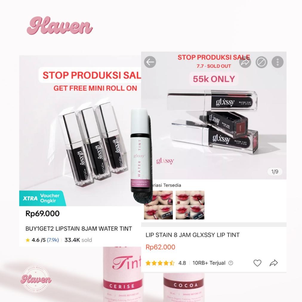 TERMURAH Water Tint Lip Stain 8 Jam GLXSSY Discontinued ORI sr-32