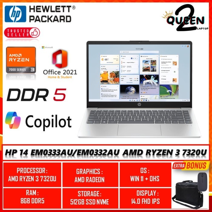 Laptop Gaming Hp 14 Ryzen 3 3250U 20Gb 512Gb Ssd Fhd Ips Win10 Silver