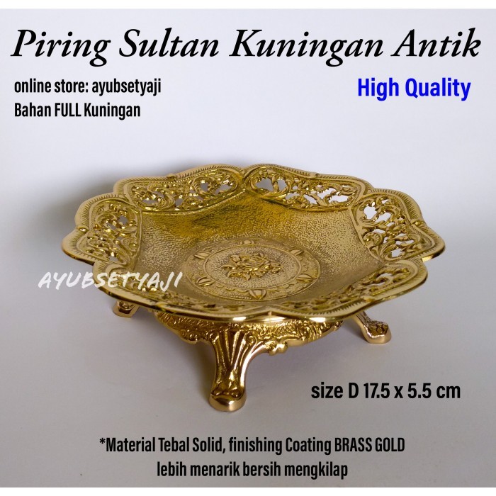 My Piring Kuningan Sultan Dekorasi Piring Hias Antik Cawan Mangkuk Mewah