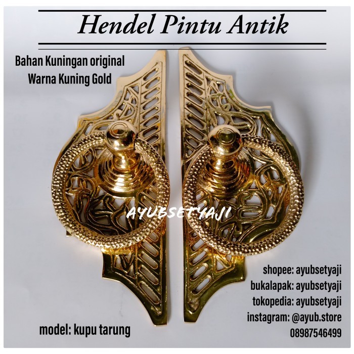 My Hendel Pintu Kuningan Antik Handle Hendel Pintu Gebyok Kupu Tarung