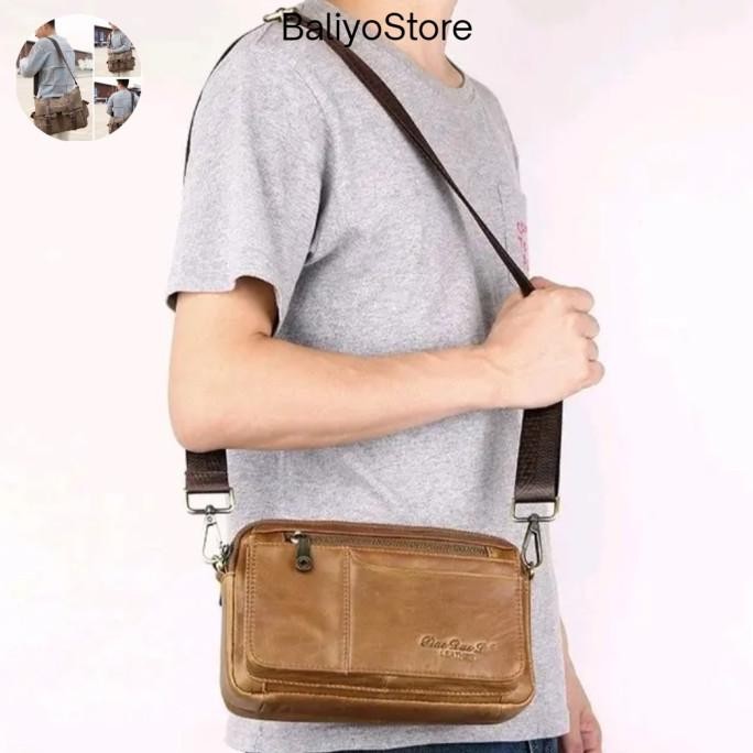 clutch pria kulit asli branded ori 2102 tas tangan handbag selempang HT