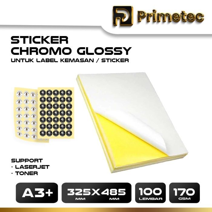 

STICKER CHROMO GLOSSY / DOFF A3+ ISI 100 LEMBAR & 300 LEMBAR STIKER KROMO, BONTAK, CTS, CAST-COATED