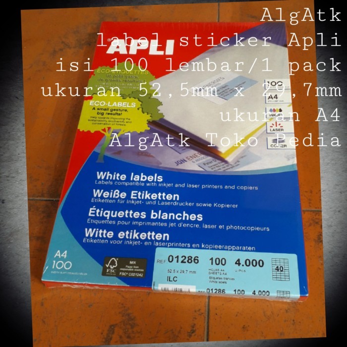 

APLI LABEL WHITE PAPER A4 ISI 100 LEMBAR FOR 4000 UNIT