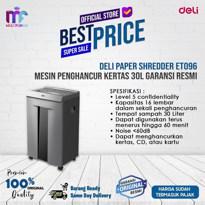 

HOT SALE! Deli Paper Shredder ET096 Mesin Penghancur Kertas 30L Garansi Resmi