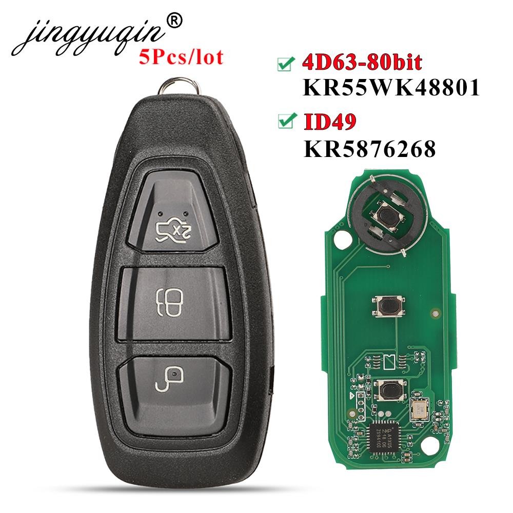 LIVIN jingyuqin 5pcs Smart Remote Key For Ford Focus C-Max Mondeo Kuga Fiesta B-Max 433Mhz ID49/ 4D6