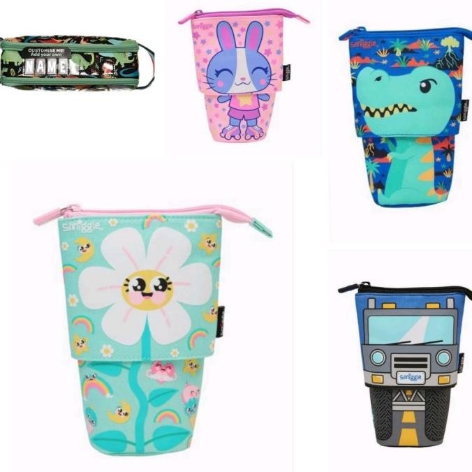 

Miliki Smiggle Pencil Case Stand Junior Movin/Truck, Flower, Dino, Bunny/Gift