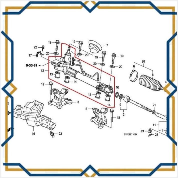 [MJM] GEARBOX RACK STIR STEER HONDA CRV 2.4CC 2009 2010 2011 2012 ORI