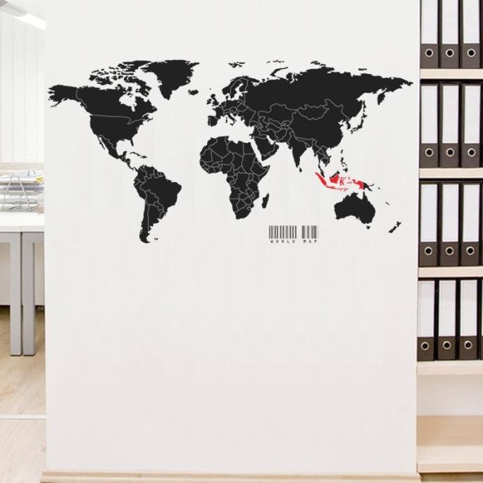 

WALL CUTTING STICKER WORLD MAP PETA DUNIA STIKER DINDING RUMAH KANTOR STOK TERBATAS