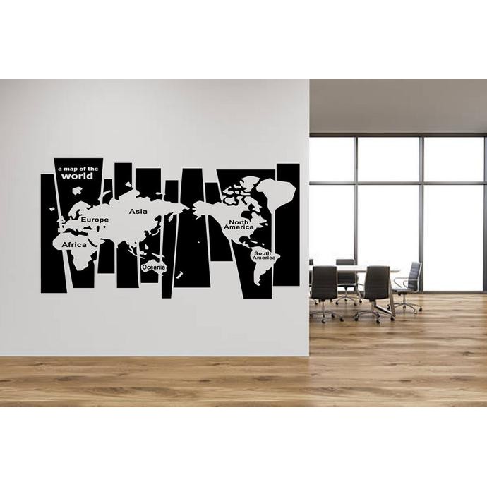 

STIKER UNIK DINDING KACA RUMAH OFFICE WALL STICKER MAP OF THE WORLD STOK TERBATAS