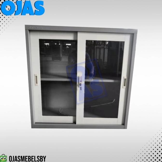 

TERBARU - Lemari arsip plat besi pendek pintu kaca sliding