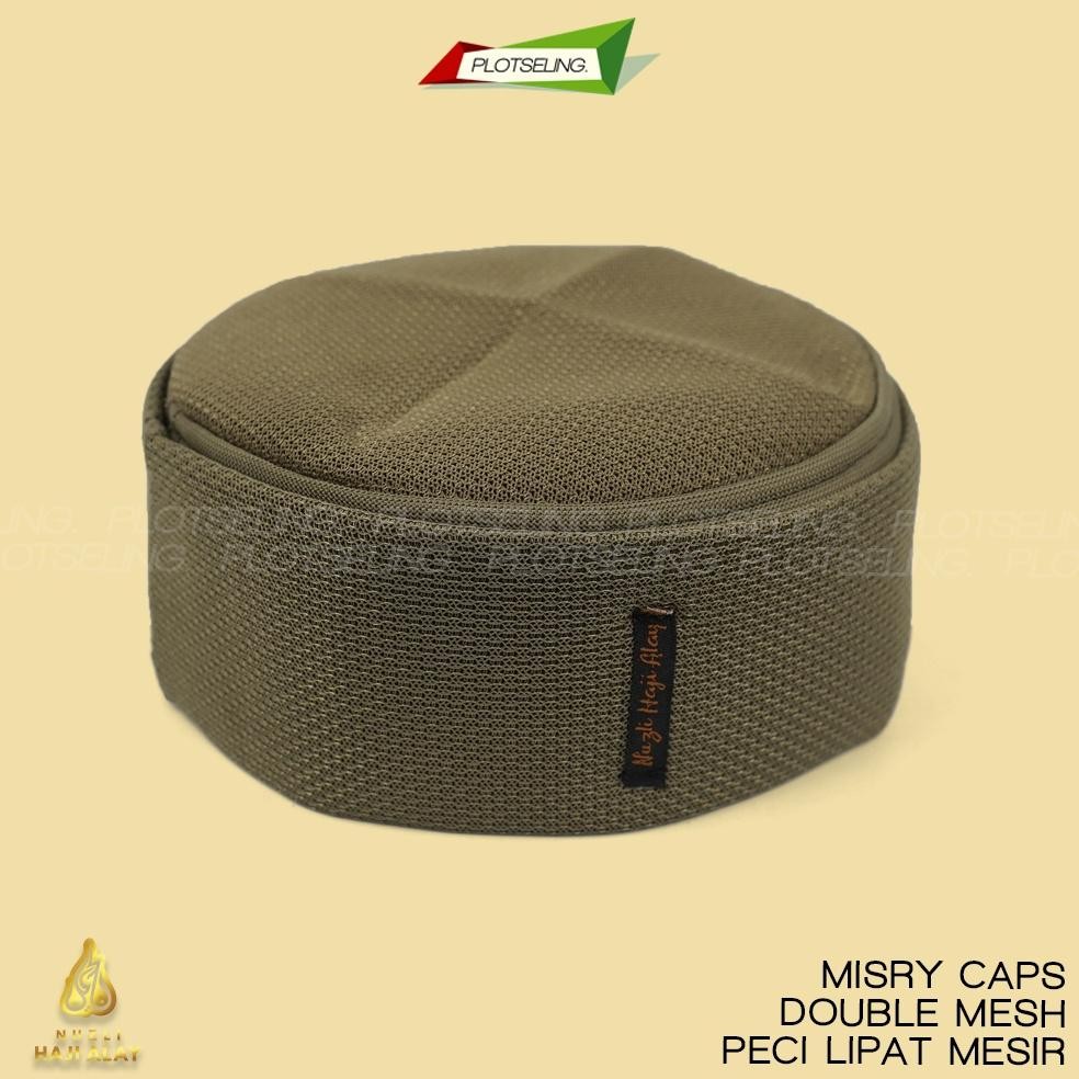 SPECIAL Peci Lipat MESIR DOUBLE MESH Premium Haji Alay Kopiah Hitam Putih Abu Biru Kopyah Sholat Mai