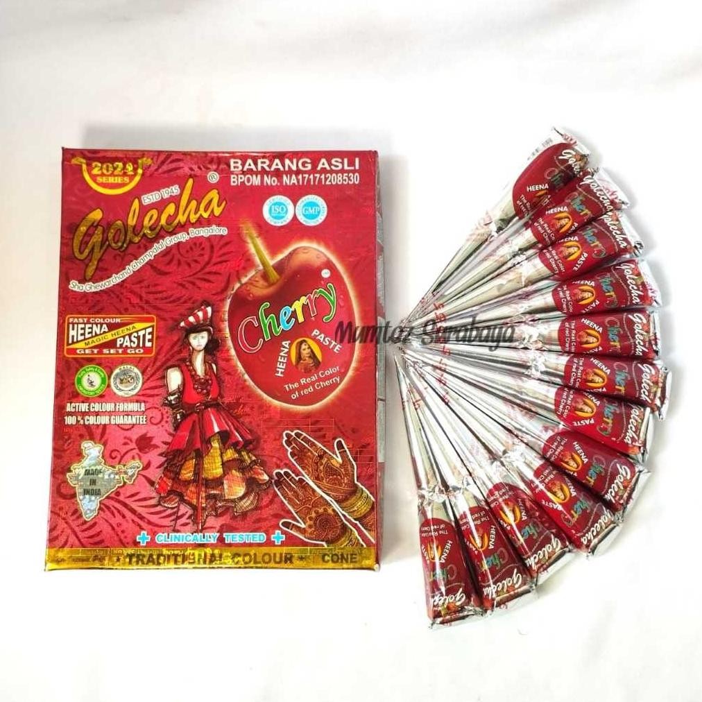 SPECIAL (6 PCS) Henna Golecha Henna Pasta Merah Cherry Henna Warna Merah Cherry Original BPOM Heena 