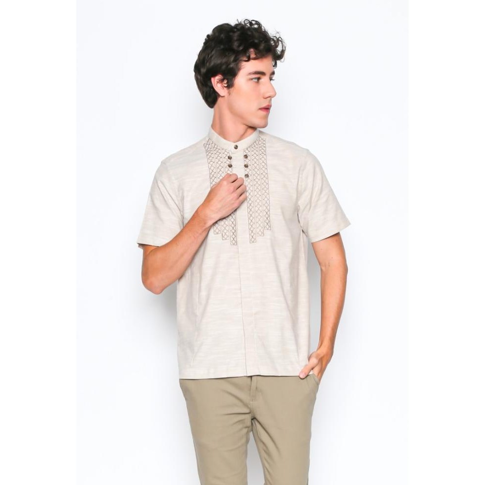 Valino Kemeja Koko Lengan Pendek Pria Cokelat Muda - V-Bdeb03-C5