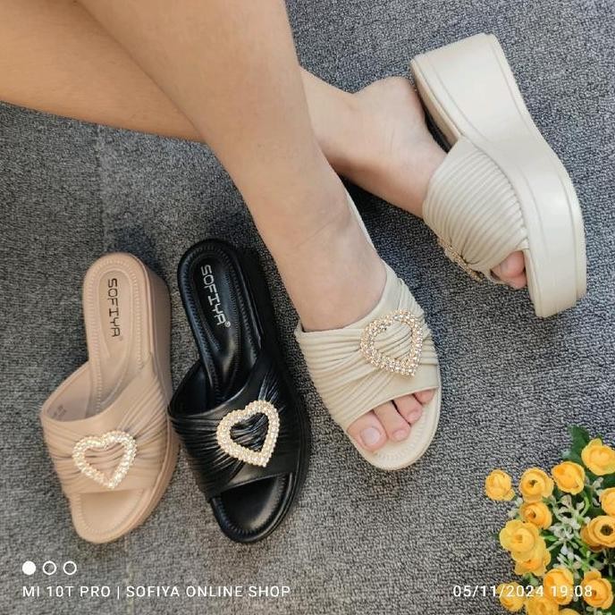 Promo Terbaru, [Bisa Cod] Sofiya Ori 7999 5  Sandal Wedges Wanita Import / Import / Sendal Hak Datar