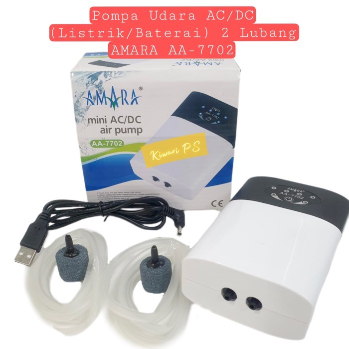 Amara Ac Dc Air Pump Aa7702 Aerator Baterai Emergensi 2 Lubang Aa 7702