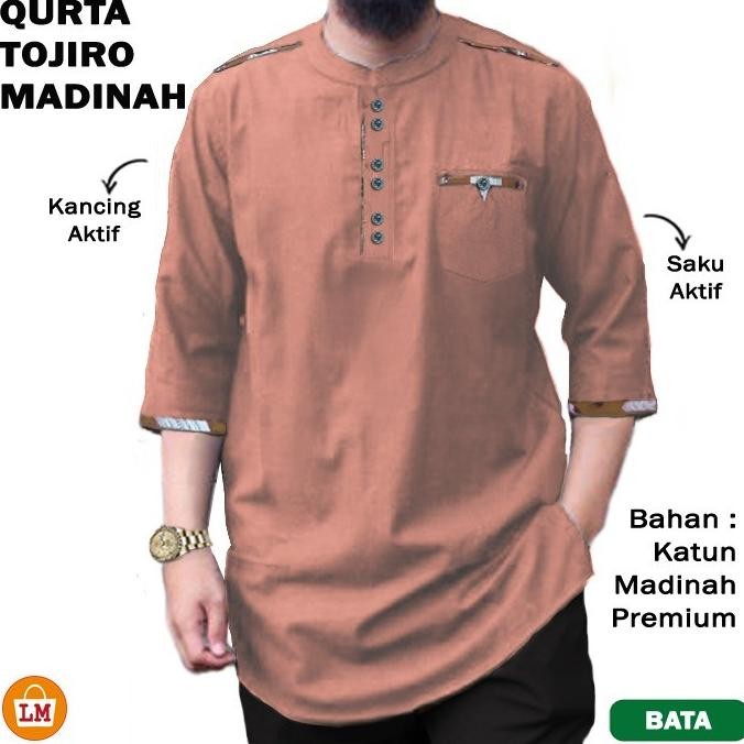 Baju Koko Pria Muslim Qurta Tojiro Katun Madinah Premium M-Xxl / 28051