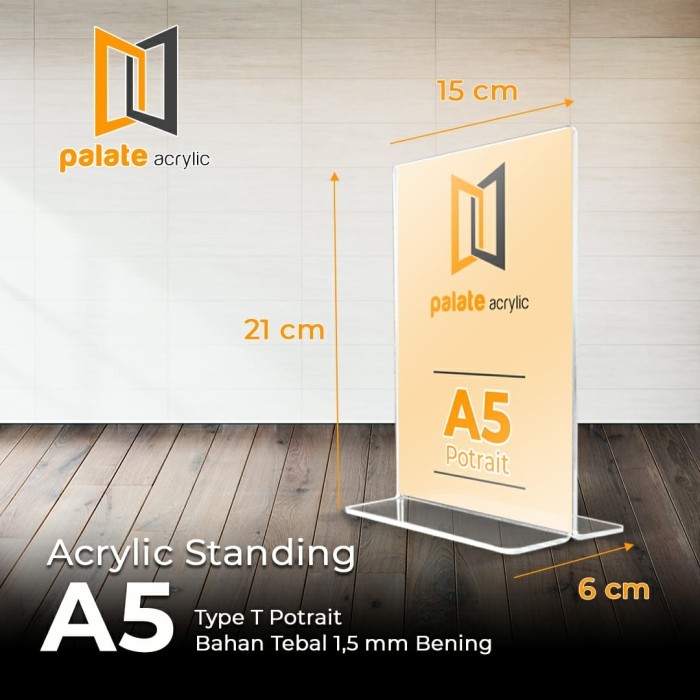 

AKRILIK DISPLAY A5 T PORTRAIT / TEMPAT BROSUR/ TENT CARD ACRYLIC 1.5MM