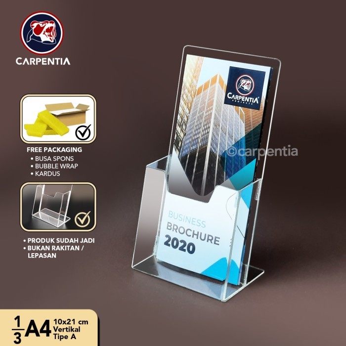 

Brochure Holder Acrylic/Tempat Brosur Akrilik - 1/3 A4 - Tipe A Bening