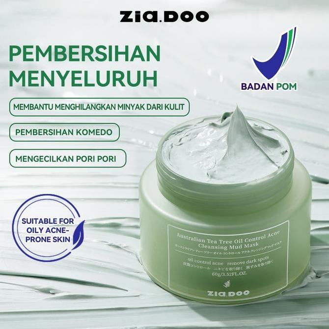 Zia.Doo 2Pcs Australian Tea Tree Clay Mask 100G/60G Face Mask Mengontrol Minyak Menghilangkan Jerawa